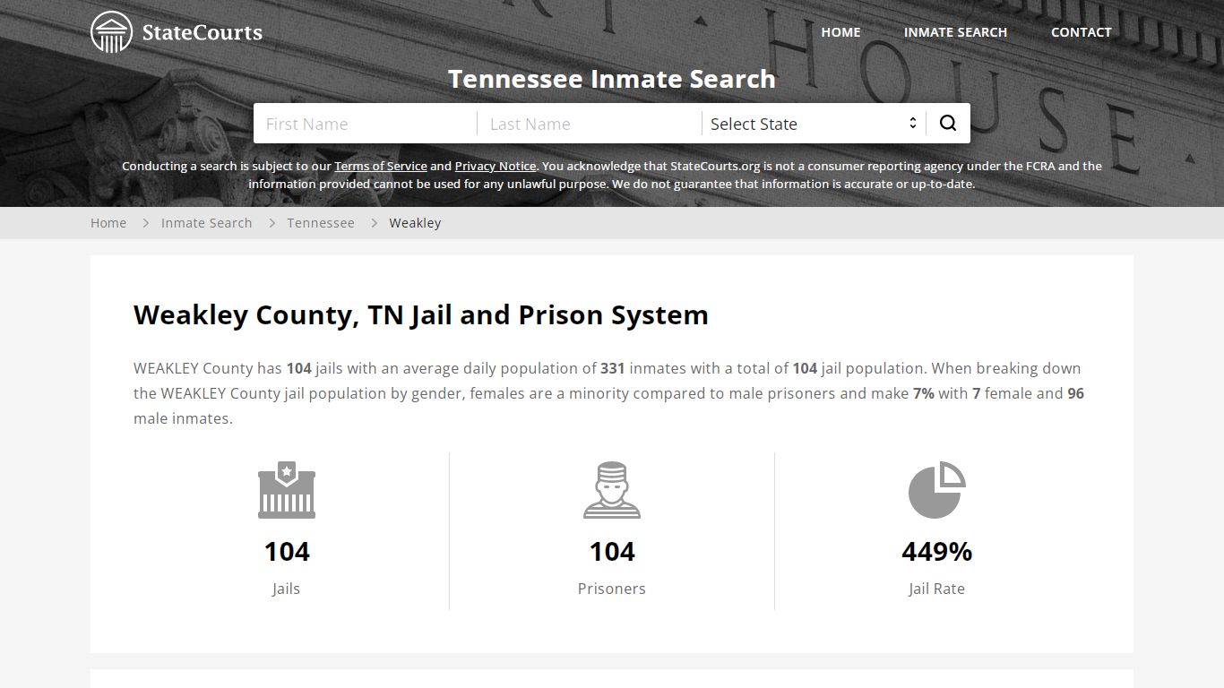 Weakley County, TN Inmate Search - StateCourts